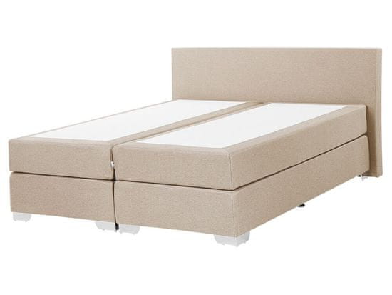 Beliani Béžová čalouněná kontinentální postel 160x200 PRESIDENT