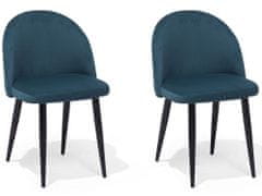 Beliani Sada dvou čalouněných židlí, modrý samet, VISALIA