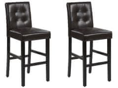 Beliani Sada dvou barových židlí čalouněných hnědou koženkou, MADISON