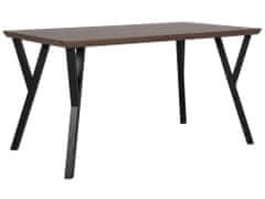 Beliani Jídelní stůl 140 x 80 cm, tmavé dřevo s černým BRAVO