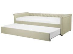 Beliani Rozkládací čalouněná postel 80 x 200 cm béžová LIBOURNE