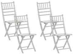 Beliani Sada 4 skládacích stříbrných dřevěných jídelních židlí MACHIAS