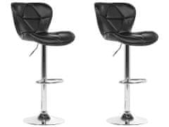Beliani Sada 2 nastavitelných černých barových stoliček z ekokože VALETTA