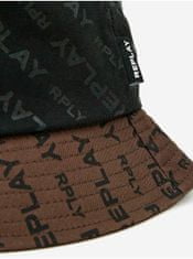 Replay Hnědo-černý pánský klobouk s motivem Replay S-M