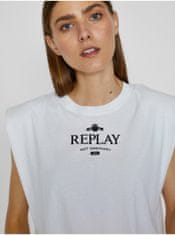 Replay Bílé dámské tričko s potiskem Replay M
