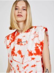 Replay Oranžovo-bílé dámské batikované tričko Replay XS