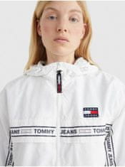 Tommy Jeans Bílá dámská vzorovaná lehká bunda s kapucí Tommy Jeans Chicago S
