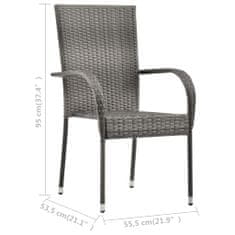 Greatstore Stohovatelné zahradní židle 4 ks šedé polyratan
