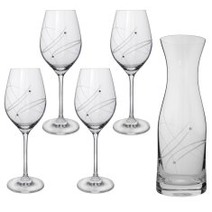 Semido Dárkový set karafy a čtyř sklenic na víno s krystaly Swarovski - Celebration