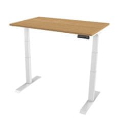 Elektrický výškově nastavitelný stůl PROJUSTER 140x80cm, bílá podnož, dub deska