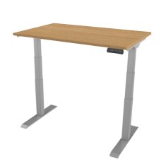 Elektrický výškově nastavitelný stůl ADJUSTER 160x80cm, šedá podnož, dub deska