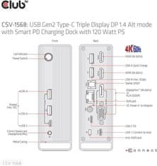 Club 3D Dokovací stanice USB-C, Triple Display DP, PD 120W