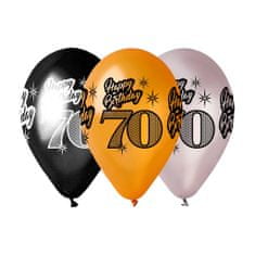 Balónky metalické 70 let - Happy Birthday - narozeniny - mix barev - 30 cm (5 ks)
