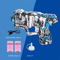 BEMI INVEST Dobíjecí bublinková pistole Graffiti modrá