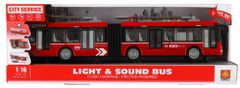 Teddies Trolejbus/Autobus plast 45cm na setrvačník na bat. se světlem se zvukem v krabici 48x18x11cm