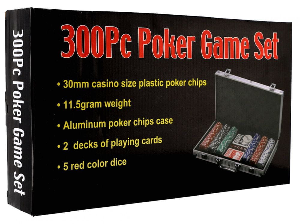 Levně Teddies Poker sada 300ks + karty + kostky v hliníkovém kufříku v krabici 40x24x8cm