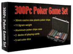 Teddies Poker sada 300ks + karty + kostky v hliníkovém kufříku v krabici 40x24x8cm