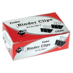 Kovové klipy BINDER 15mm (12ks) černé - 5 balení