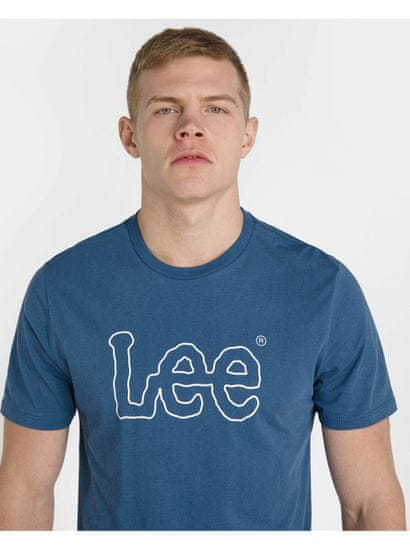 Lee Modré pánské tričko Lee Wobbly Logo