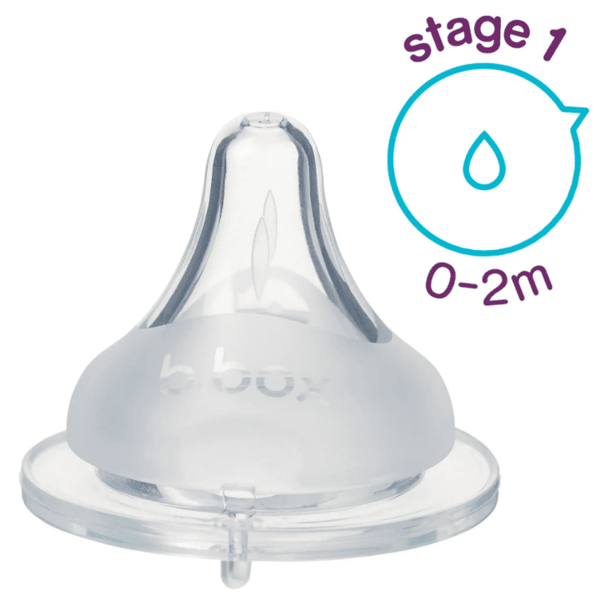 Levně b.box Náhradní savička pro kojeneckou láhev 2ks 0-2M, nízký průtok
