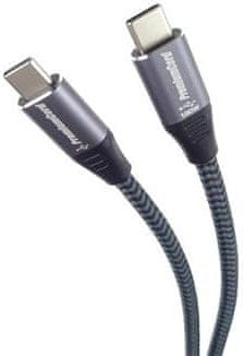 PremiumCord Kabel USB-C M/M, 100W 20V/5A 480Mbps bavlněný oplet, 2m, ku31cw2