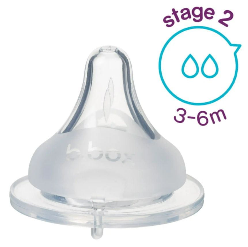 b.box Náhradní savička pro kojeneckou láhev 2ks 3-6M, střední průtok