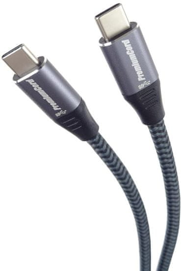 PremiumCord Kabel USB 3.2 Gen 1 USB-C male - USB-C male, bavlněný oplet, 2m, ku31ct2