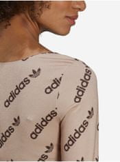 Adidas Béžové dámské vzorované zkrácené tričko adidas Originals M