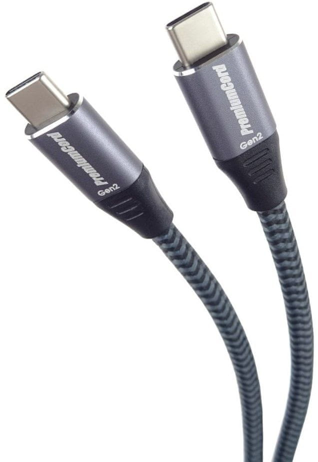 PremiumCord USB-C kabel ( USB 3.2 GEN 2, 3A, 60W, 20Gbit/s ) bavlněný oplet, 1m, ku31cr1