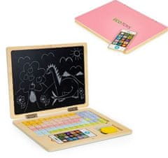 EcoToys Dřevěný notebook s magnetickým monitorem - růžový