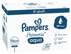 Pampers Harmonie Aqua vlhčené ubrousky Plastic Free 15x48ks