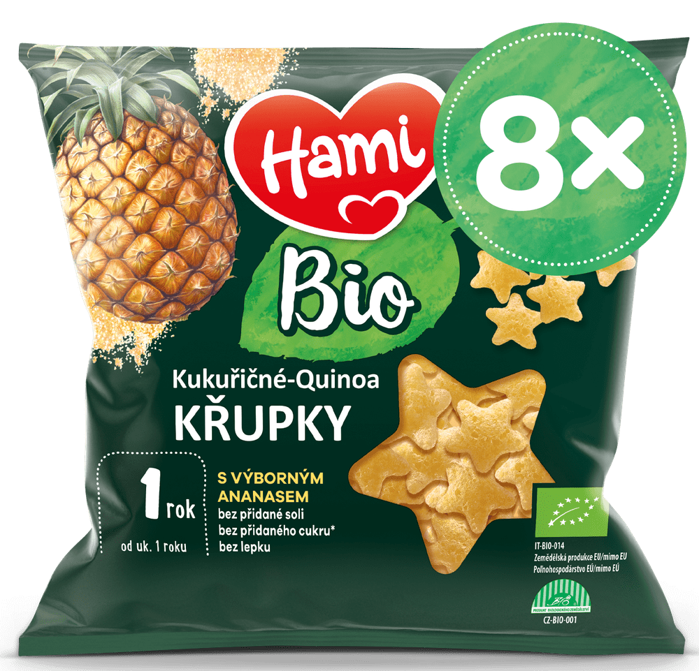 Levně Hami BIO kukuřičné-quinoa křupky s výborným ananasem 8x20 g