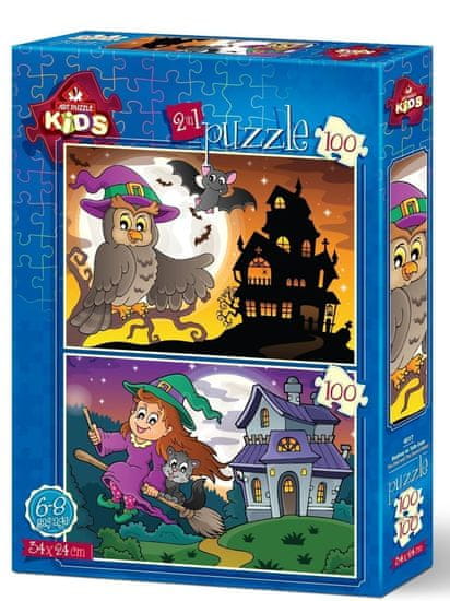 Art puzzle Puzzle Sova a čarodějnice 2x100 dílků