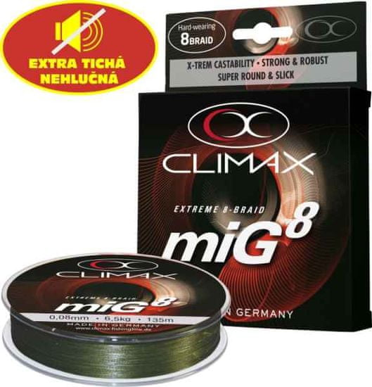 Climax šňůra 135m - miG 8 Braid Oliv,0,08/6,5kg