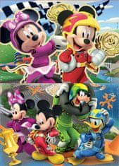 Educa Dřevěné puzzle Mickey, Minnie a závodníci 2x16 dílků