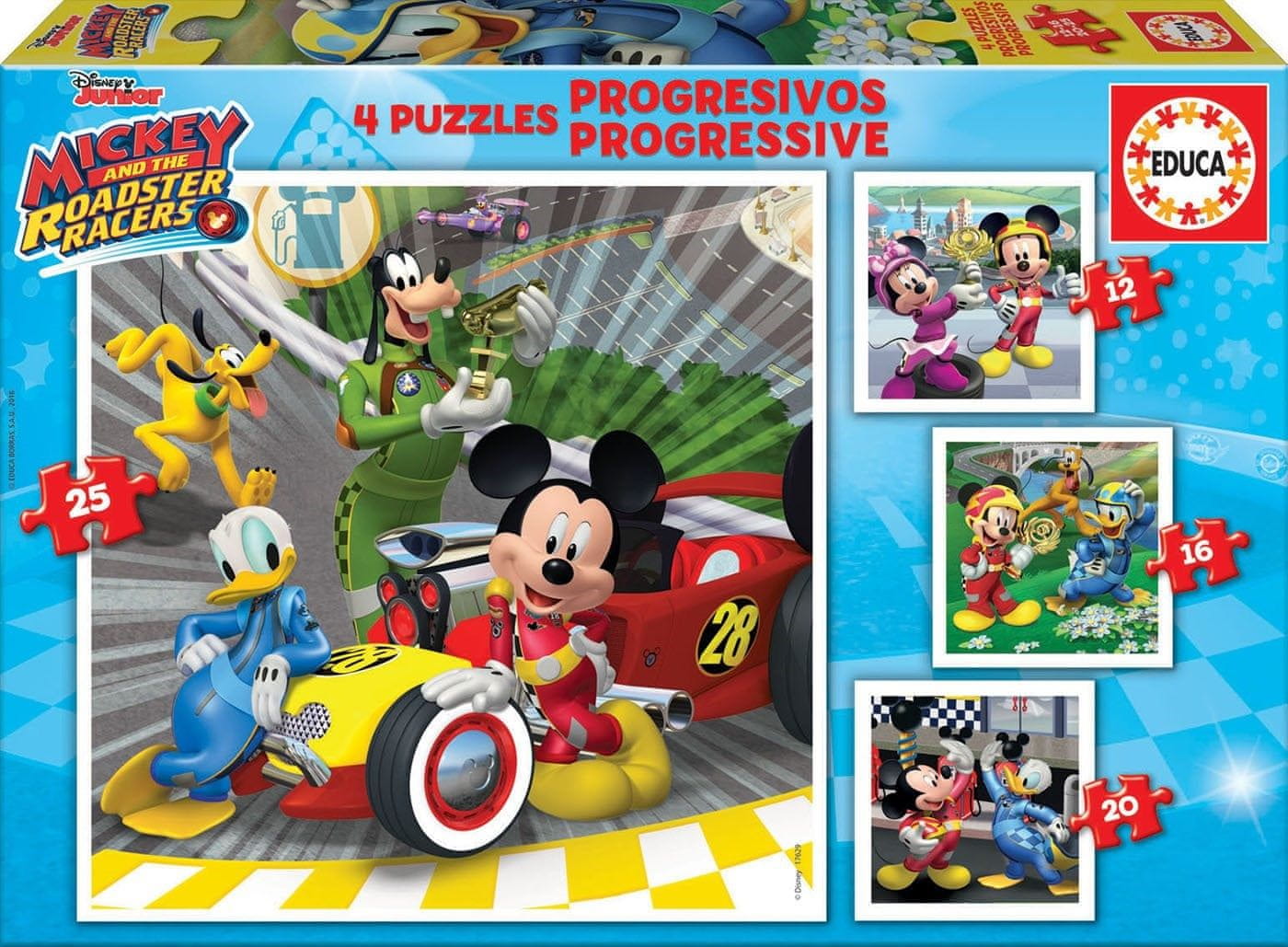 Puzzle Progressif Mickey - EDUCA - Malette de 4 puzzles (12-16-20-25 pièces)