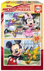 Educa Dřevěné puzzle Mickey a přátelé 2x25 dílků