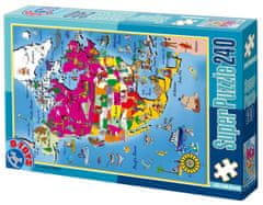 D-Toys Puzzle Mapa Severní Ameriky 240 dílků