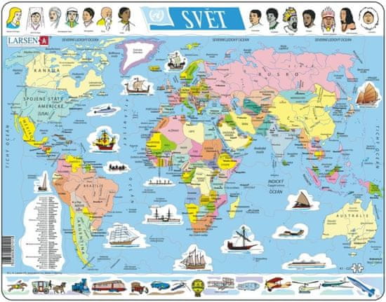 LARSEN Puzzle Mapa světa 107 dílků