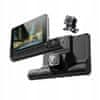 Kamera do auta DVR 4palcový dotykový displej zadní kamera 1080P Full HD, 3 čočky, G senzor, černá