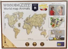 Wooden city Dřevěná mapa se zvířátky velikost M (57x38cm)