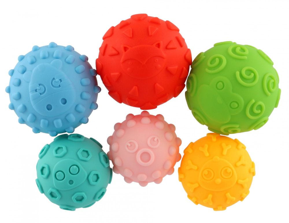 Levně Teddies Sada míčků 6ks s texturou gumové 6-8cm
