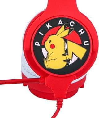 OTL Pokémon Pikachu Red dětská bezdrátová sluchátka Bluetooth integrovaný mikrofon dětská sluchátka interaktivní sluchátka kabelové připojení tématický design circimaurální sluchátka uzavřená konstrukce vysoký comfort pohodlná sluchátka pro děti