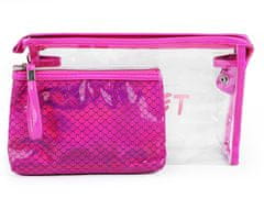 Kraftika 1sada pink kosmetická taška průhledná a holografická
