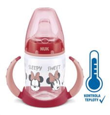 Nuk Kojenecká láhev na učení Disney Mickey s kontrolou teploty 150 ml červená