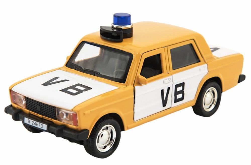 Levně Teddies Policejní auto VB kov/plast 11,5cm na zpětné natažení na baterie se zvukem