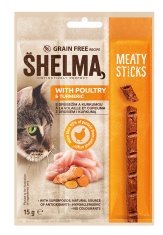 SHELMA Snack kočka bezobilné masové tyčinky drůbež 30×15 g