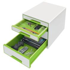 Leitz Box zásuvkový WOW 4 zásuvky bílý/zelený