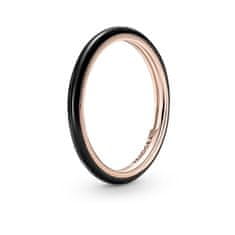 Pandora Minimalistický bronzový prsten s černým smaltem Rose 189655C01 (Obvod 56 mm)