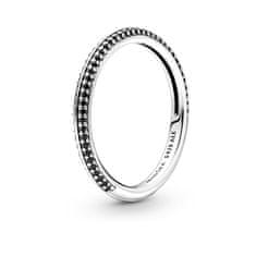 Pandora Minimalistický stříbrný prsten s černými krystaly Me 199679C02 (Obvod 50 mm)